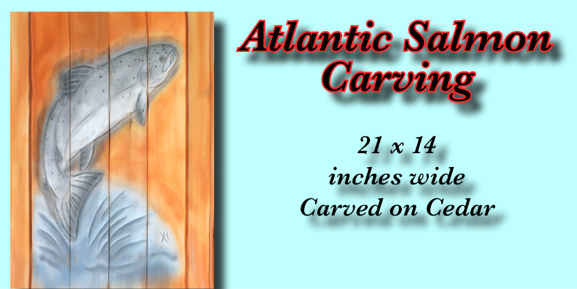 Atlantic Salmon Carving fence art Garden art, yard art, and so much more